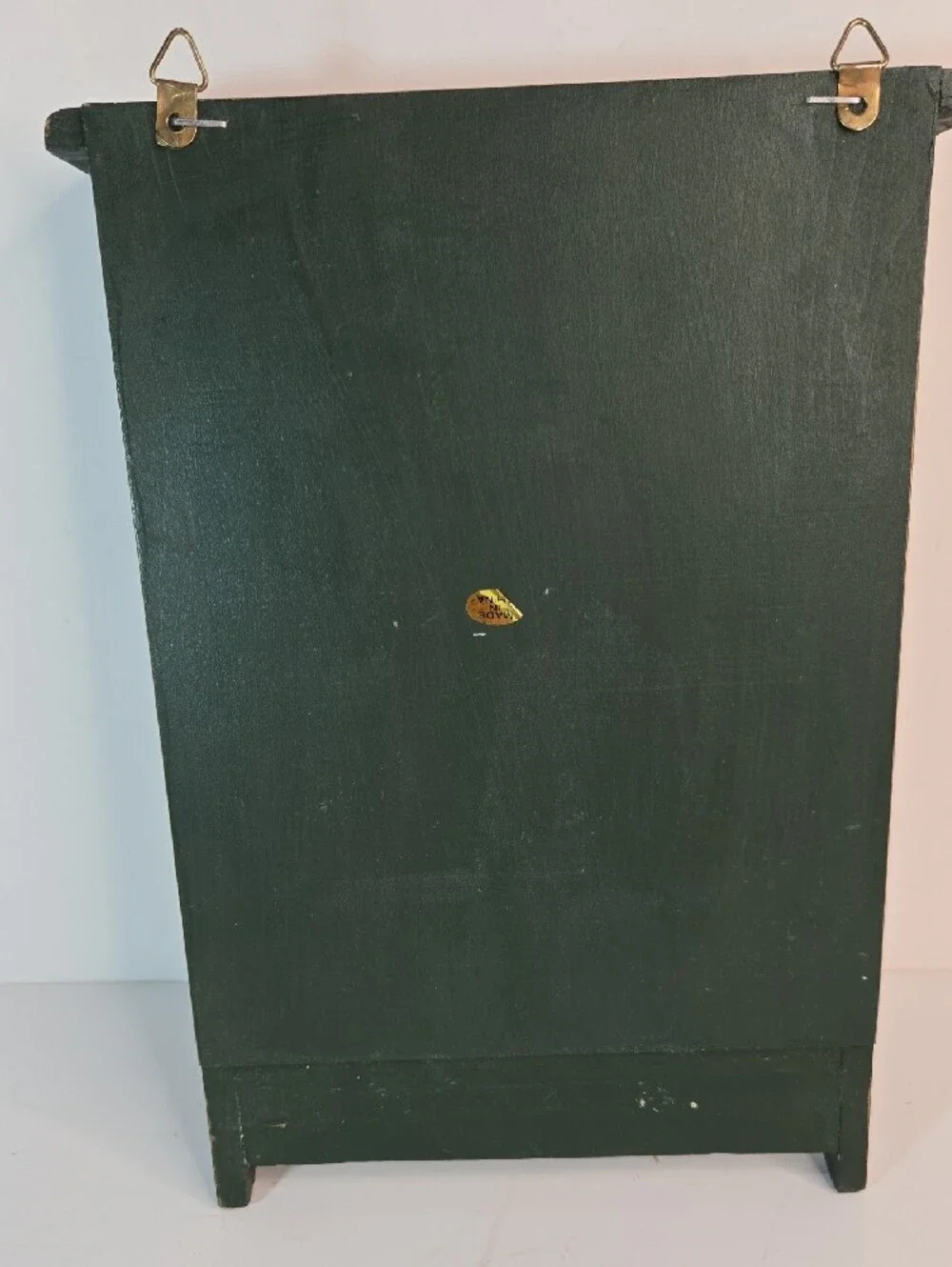 Vintage Small Hand-Painted Green Wall Shelf Floral Accent Miniatures Nick-Nacks